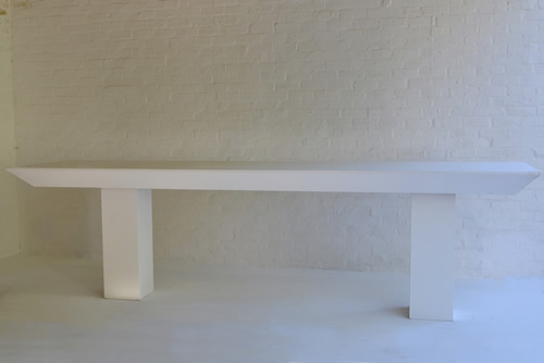 008 Tables - 4m Long white table with white plinth legs